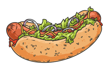 Hot dog vintage colorful emblem
