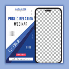 Public relation business talks webinar free live class square social media web post banner template