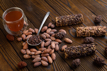 Cocoa desserts, premium chocolate on the background
