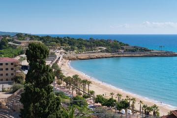 Fototapeta premium Tarragona Catalonia Spain beach and coast with blue Mediterranean sea