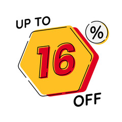 Vector of discount up to 16%, suitable for advertising content