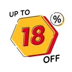 Vector of discount up to 18%, suitable for advertising content
