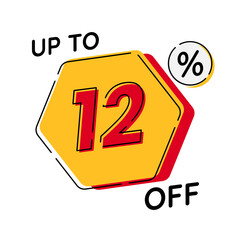 Vector of discount up to 12%, suitable for advertising content
