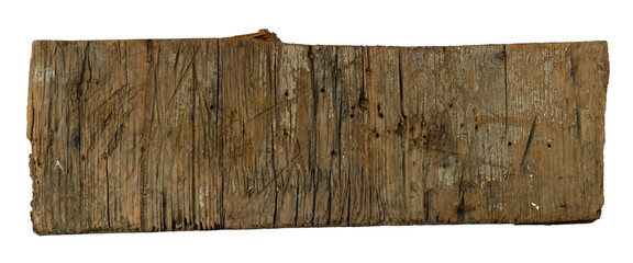 Old rough hewn driftwood plank - rectangular wood sign isolated for your text or design
