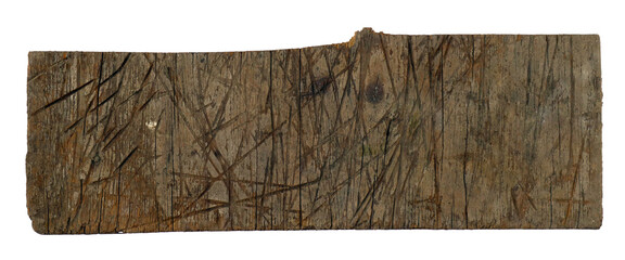 Old rough hewn driftwood plank - rectangular wood sign isolated for your text or design