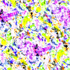 Fototapeta na wymiar Watercolor abstract seamless pattern. Creative texture with bright abstract hand drawn elements. Abstract colorful print. 