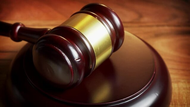 Judge Or Auction Hammer Extreme Close Up Stock Footage