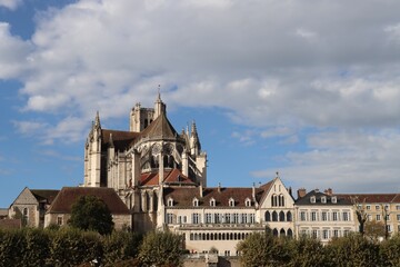 saint cathedral on the hill in Auxerre 