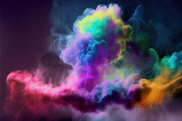 Abstract dense multicolored smoke of blue,red,pink.green,orange,turqoise,on a black background. 
