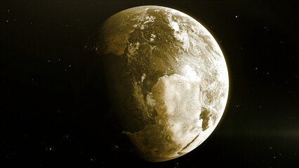 Naklejka premium Beautiful animation with a view of the moon. Motion . A bright rotating moon giving off different light shades.