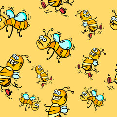 Cartoon Bees Pattern Clipart