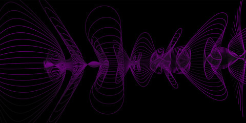 Dot purple wave line light gradient dark background. Abstract technology digital background.