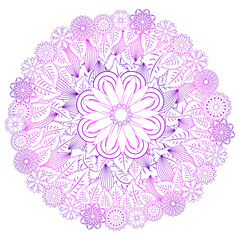 Flower mandala. Vintage decorative element. Ornamental round doodle flower isolated on white background. Geometric circle element