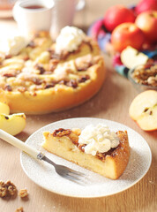 Naklejka na ściany i meble Apple pie with walnuts - typical autumn dish