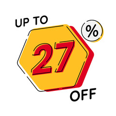 Vector of discount up to 27%, suitable for advertising content