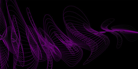 Dot purple wave line light gradient dark background. Abstract technology digital background.