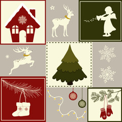  Greeting card with set of Christmas elements - 549014533