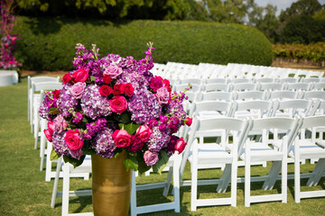 Flowers at Outdoors Wedding Ceremony