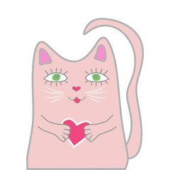  funny pink cat unicorn. Concept of miracles and magic.