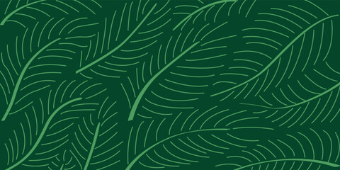 Naklejka na ściany i meble Tropical leaves wallpaper, luxury nature leaves, line design, hand drawn outline design.