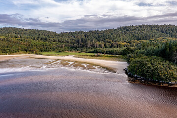 Fototapeta na wymiar Aerial view of the beach at Ards Forest Park in County Donegal, Ireland