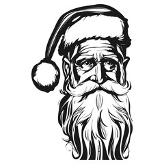 picture of santa claus face hand drawn vector