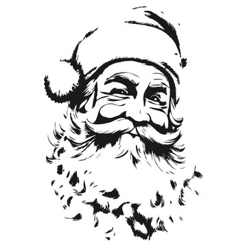 recommend clip art: christmas santa claus hand drawn vector black and white clip art