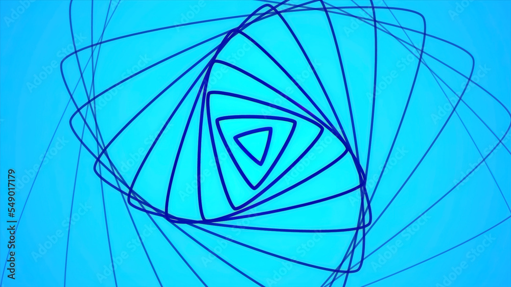 Wall mural blue and green background. motion. dark appearing rotating triangles that move apart in different di