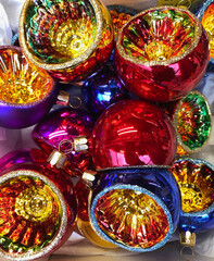 European glass Christmas ornaments of metallic color