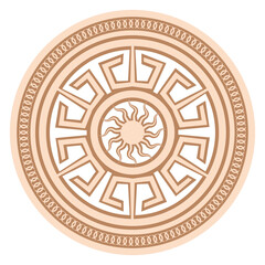 Yarylo, an ancient Slavic symbol, decorated with Scandinavian patterns. Beige fashion design