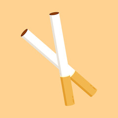 Cigarette Vector -Cartoon Cigarette Illustration Isolated on cream Background.