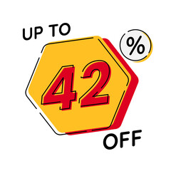 Vector of discount up to 42%, suitable for advertising content