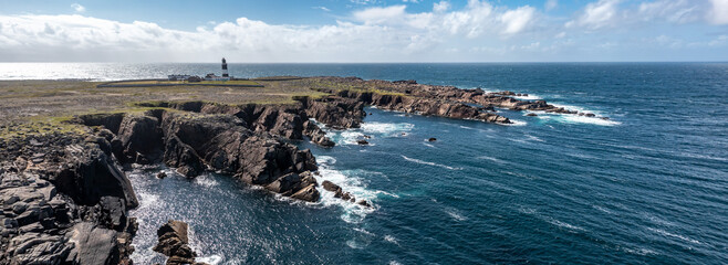 Aerial view of the Lighthouse on Tory Island, County Donegal, Republic of Ireland © Lukassek
