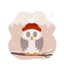 christmas card with snow bird