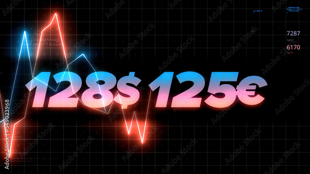 Poster neon abstract charts with changing values of check points on a dark background. motion. animation wi