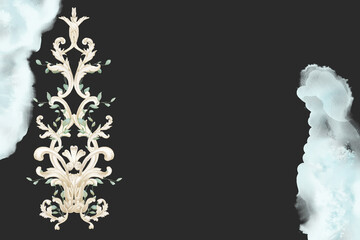 Watercolor backdrop with eucalyptus