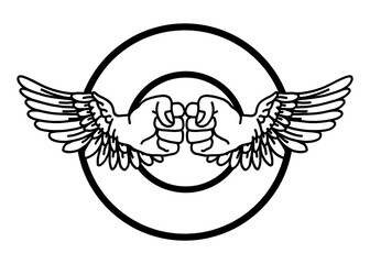 Obraz premium Fist winged Symbol, Emblem for Crossfit, Boxing, Sport, heavyweight gym or fitness sport gymnasium, Vintage, Retro