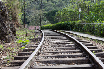 Endless view of railway train track.