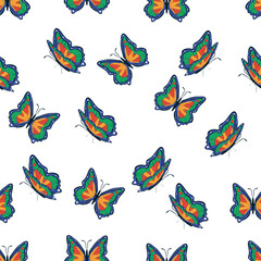 Bright multicolored butterflies seamless pattern. Wallpaper, background, children party, craft paper