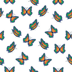 Bright multicolored butterflies seamless pattern. Wallpaper, background, children party, craft paper