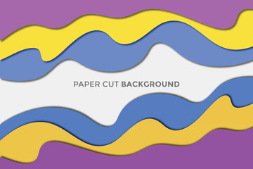 Abstract multicolor paper cut background. Wave carve template vector illustration
