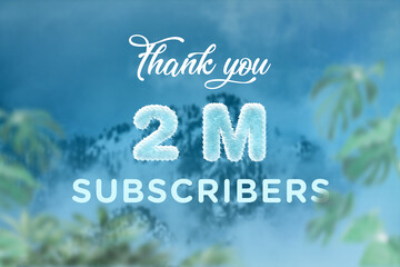 Naklejka na ściany i meble 2 Million subscribers celebration greeting banner with frozen Design