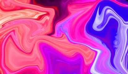 Hand Painted Background With Mixed Liquid Blue And Red Paints. Abstract Fluid Acrylic Painting. Marbled Colorful Abstract Background. Liquid Marble Pattern.
