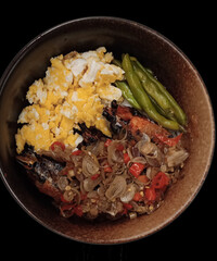 chicken giblets rice with scrambled eggs