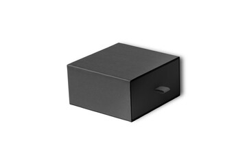 Black slide gift box mockup isolated on white background. 3d rendering.