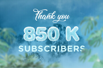 Fototapeta premium 850 K subscribers celebration greeting banner with frozen Design