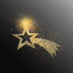 Christmas holiday gold glitter star transparent background