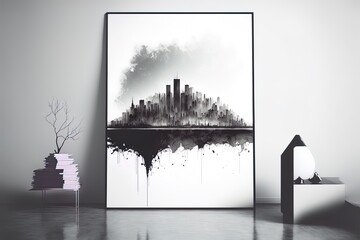 City Seen From Afar In Gray Tones
