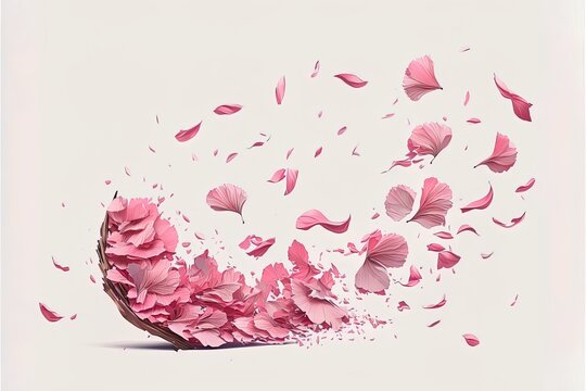 Falling Pink Sakura Petals Realistic Illustration