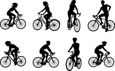 Fototapeta Bike and Bicyclist Silhouettes Set obraz